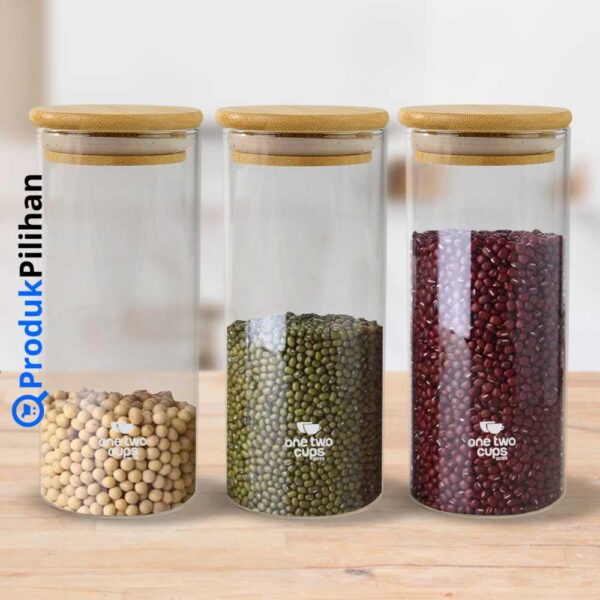 Produk Pilihan One Two Cups Toples Kaca Penyimpanan Makanan Coffee Storage Glass Jar - GH1270 - Image 3