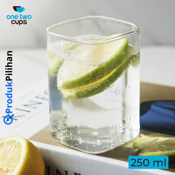 Produk Pilihan One Two Cups Gelas Kaca Kotak Cocktail Borosilicate Glass 250ml - KT-006