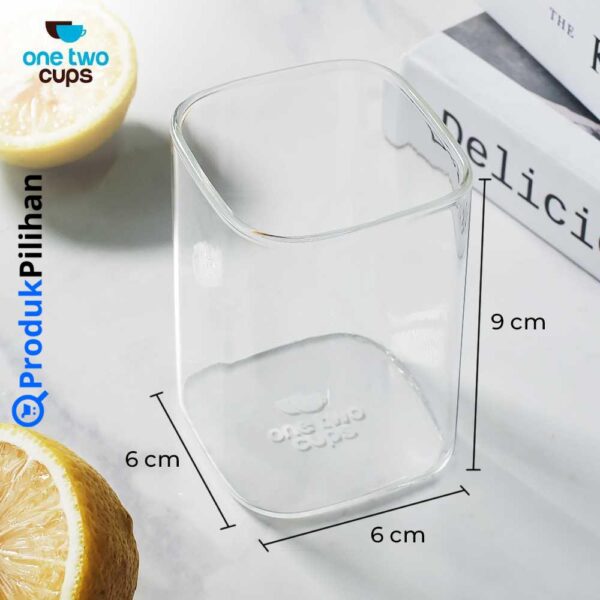 Produk Pilihan One Two Cups Gelas Kaca Kotak Cocktail Borosilicate Glass 250ml - KT-006 - Image 2