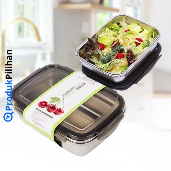 Lunch Box Stainless Steel Anti Tumpah - TaffHOME KT273 (Awet & Aman) - Image 5