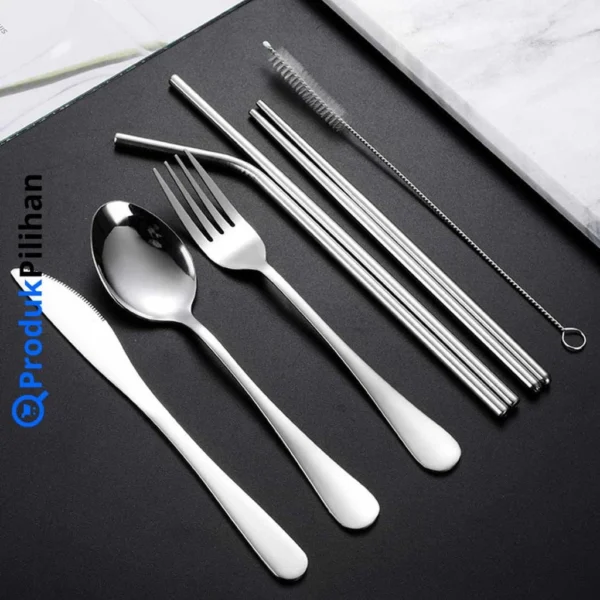 Set Alat Makan Sendok Garpu Pisau Sumpit Sedotan - KNIFEZER EA02300 - Image 3