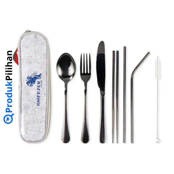 Set Alat Makan Sendok Garpu Pisau Sumpit Sedotan - KNIFEZER EA02300 - Image 4