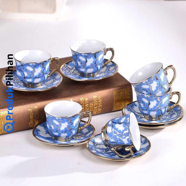 Set Cangkir Keramik Elegan 6 in 1 | Motif Eropa Klasik (SUNFILI B151) - Image 11