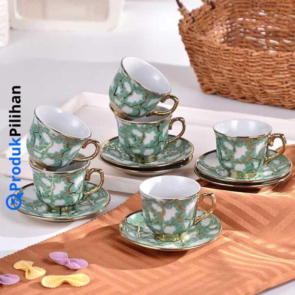 Set Cangkir Keramik Elegan 6 in 1 | Motif Eropa Klasik (SUNFILI B151) - Image 4