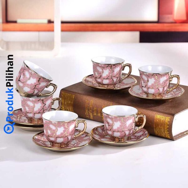 Set Cangkir Keramik Elegan 6 in 1 | Motif Eropa Klasik (SUNFILI B151) - Image 2